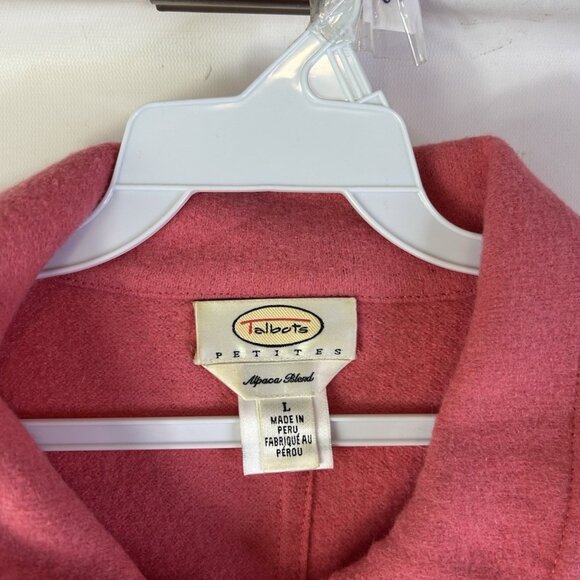 Vintage 90s Alpaca Cardigan Sweater Coat Pink Distressed - Picture 6 of 10